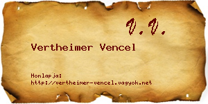 Vertheimer Vencel névjegykártya